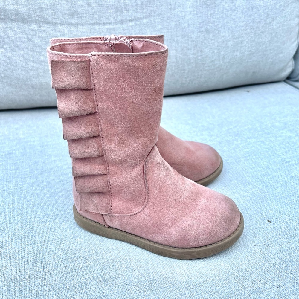 Cat & Jack Faux Suede Boots in Dusty Rose Pink with Ruffles Size 8